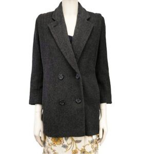 VINTAGE Pavillon Luxury Wool Gray 80’s 90’s Power Shoulders‎ Tailored Jacket S